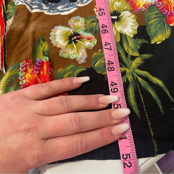 TIKI PALM Black Parrot Palm Tree Print Sequin Maxi Beach Dress - Picture 11 of 12